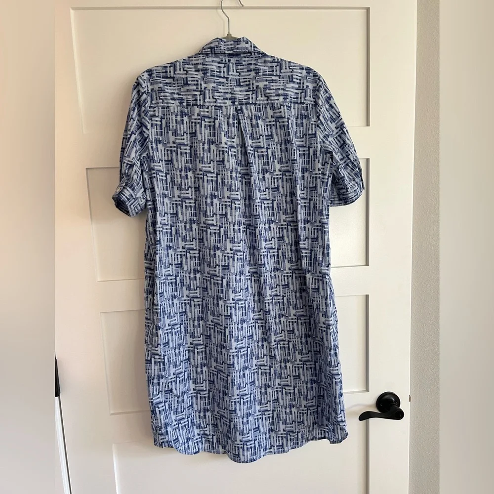 J. McLaughlin Blue Patterned Shirt Dress - Picture 3 of 3